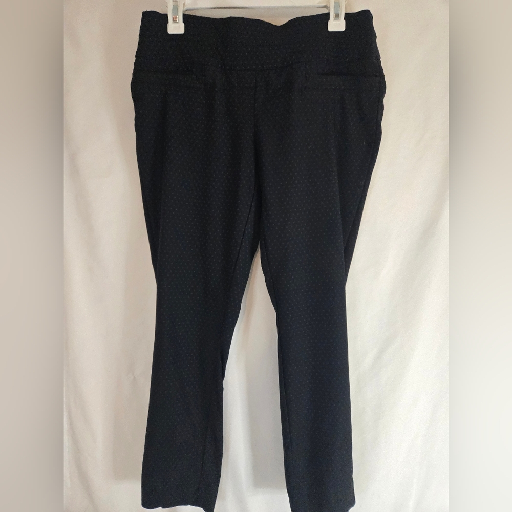 Maurices Pull On Black Pants with White Polka Dots Size Medium Regular